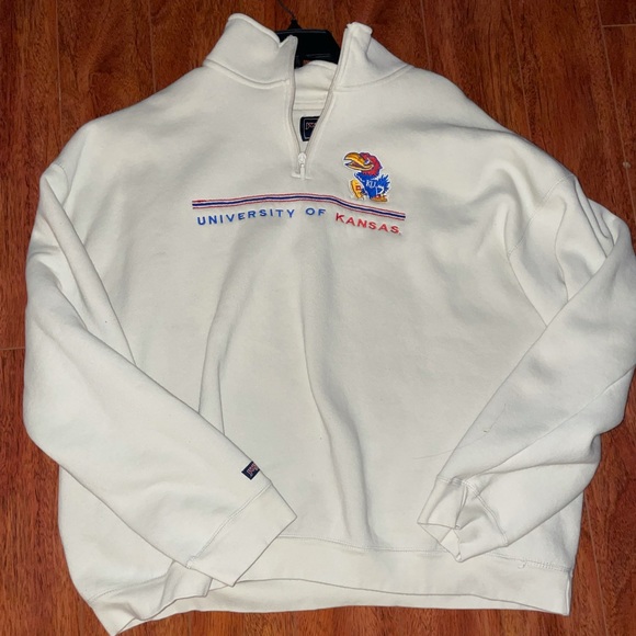 University of Kansas Sweatshirt Cream 2XL - Picture 1 of 6